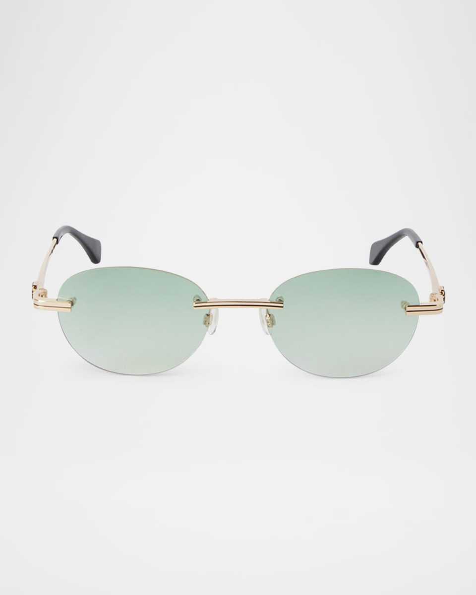 Crystal Oval Metal Sunglasses